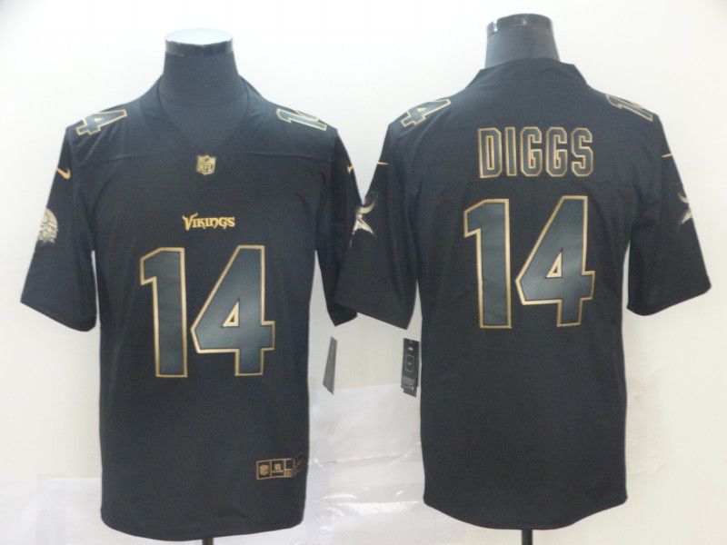 Men Minnesota Vikings #14 Diggs Nike Vapor Limited Black Golden NFL Jerseys